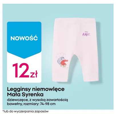 Legginsy niemowlęce Mała Syrenka dziewczęce z wysoką zawartością bawełny promocja w Pepco