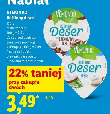 Deser roślinny kokos Vemondo promocja w Lidl
