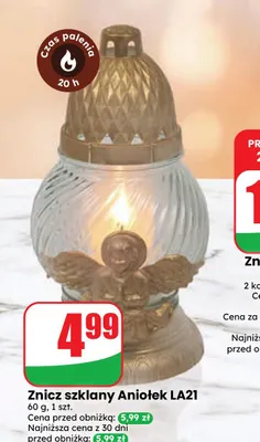 Znicz szklany Aniołek LA21 promocja w Dino