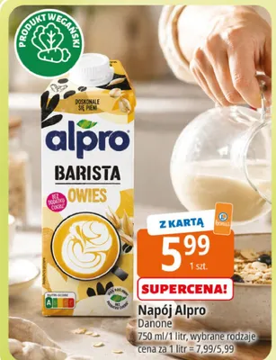 Napój Alpro Barista owies bez dodatku cukru promocja w Leclerc