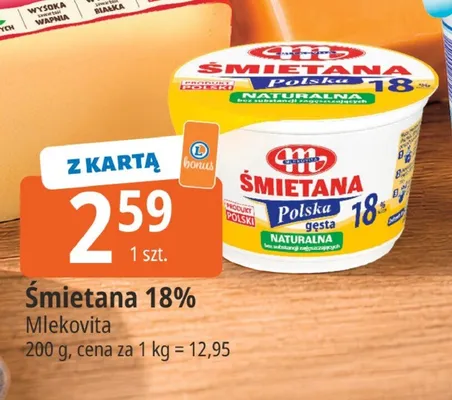 Śmietana 18% Mlekovita promocja w Leclerc