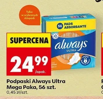 Podpaski Always Ultra Mega Paka promocja w Biedronka