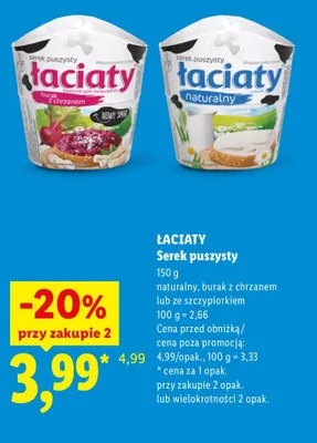 Serek puszysty burak z chrzanem Łaciaty promocja w Lidl