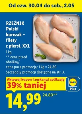 Kurczak filety z piersi XXL Rzeźnik Polski promocja w Lidl
