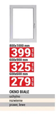 Okno uchylno-rozwierne białe 800x1000 mm promocja w Merkury Market