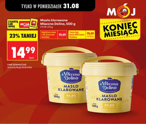 Masło klarowane Mleczna Dolina promocja w Biedronka