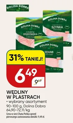 Wędliny w plastrach wybrany asortyment promocja w Chata Polska