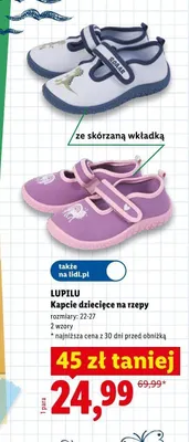 Kapcie dziecięce na rzepy ze skórzaną wkładką Lupilu promocja w Lidl