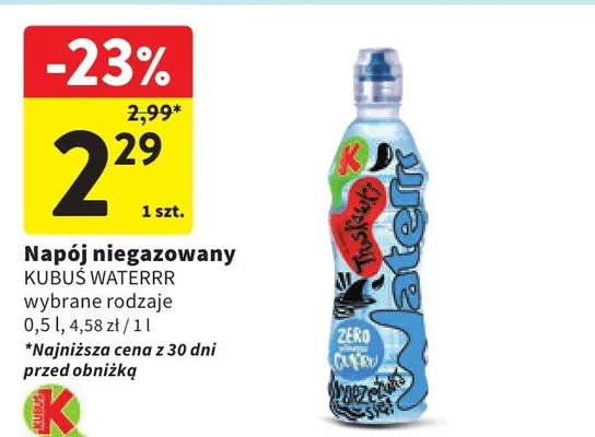 Napój niegazowany Kubuś Waterrr wybrane rodzaje promocja w Intermarche