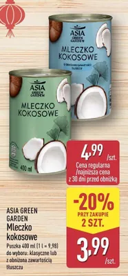 Mleczko kokosowe klasyczne Asia Green Garden promocja w Aldi
