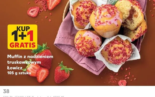 Muffin z nadzieniem truskawkowym Łowicz promocja w Kaufland