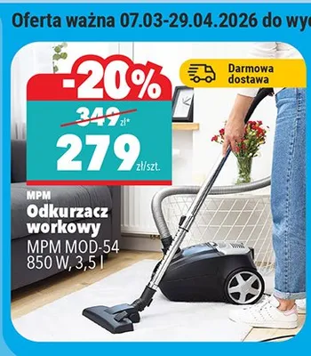 Odkurzacz workowy MPM MOD-54 850 W, 3.5 l promocja w Biedronka