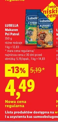 Makaron Psi Patrol różne rodzaje promocja w Lidl