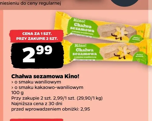 Chałwa sezamowa Kino! o smaku kakaowo-waniliowym promocja w Netto