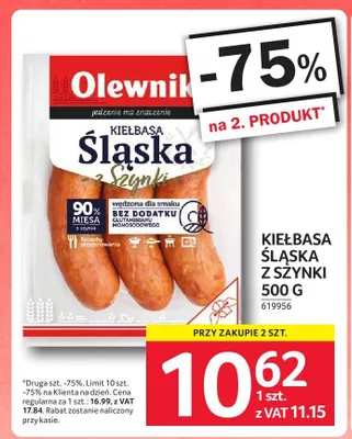Kiełbasa Śląska z szynki Olewnik promocja w Selgros