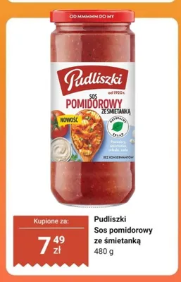 Sos pomidorowy ze śmietanką Pudliszki promocja w Dino