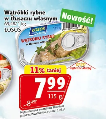 Wątróbki rybne w tłuszczu własnym Łosoś promocja w Prim Market