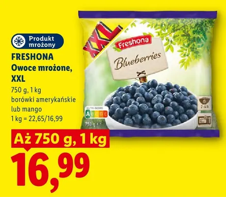 Owoce mrożone borówki amerykańskie Freshona XXL promocja w Lidl