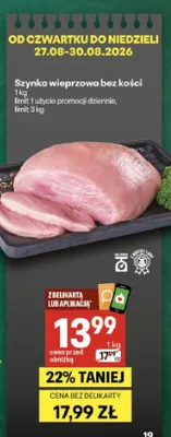 Szynka wieprzowa bez kości promocja w Delikatesy Centrum