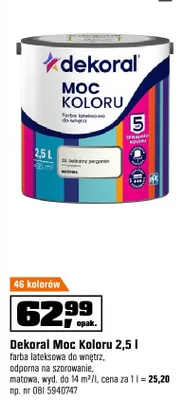 Farba lateksowa Dekoral Moc Koloru 2,5l promocja w OBI