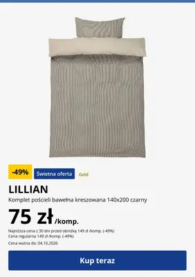 Komplet pościeli bawełna kreszowana Lillian 140x200 cm promocja w Jysk