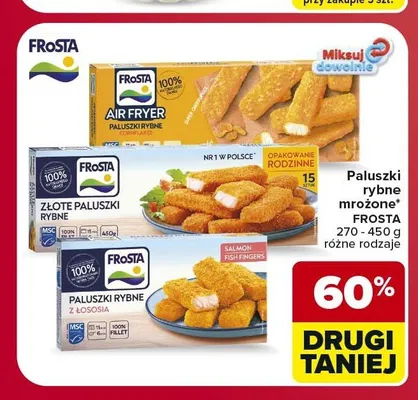 Paluszki rybne mrożone z łososia Frosta promocja w Carrefour Market