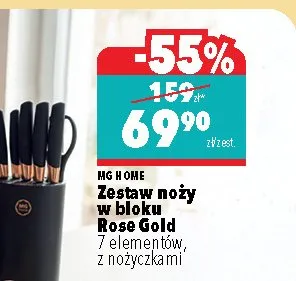 Zestaw noży w bloku Rose Gold promocja w Biedronka Home