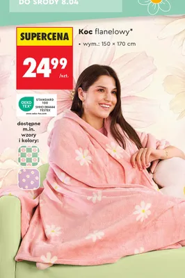 Koc flanelowy 150x170 cm promocja w Biedronka