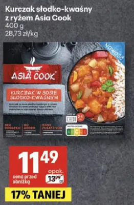 Kurczak słodko-kwaśny z ryżem promocja w Delikatesy Centrum