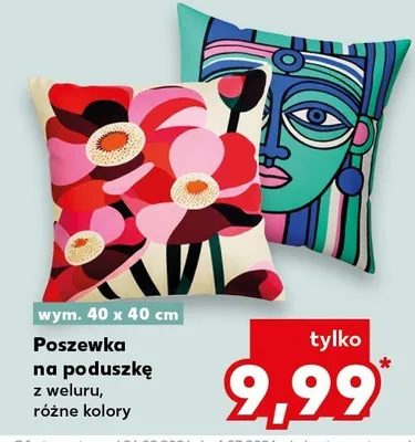 Poszewka na poduszkę z weluru różne wzory promocja w Kaufland