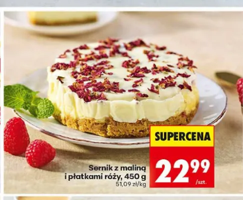 Sernik z maliną i płatkami róży promocja w Biedronka