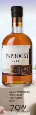 Whisky PAPROCKY SINGLE MALT 40% 700 ML promocja w Selgros