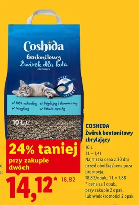 Żwirek bentonitowy zbrylający promocja w Lidl
