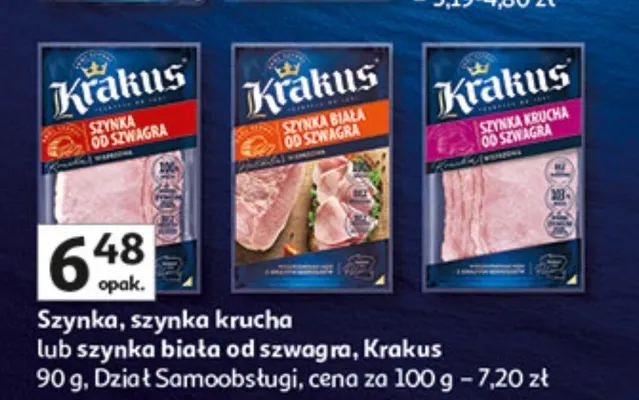 Szynka krucha lub szynka biała od szwagra dział samoobsługi promocja w Auchan