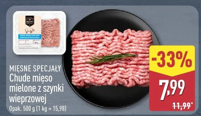 Chude mięso mielone z szynki wieprzowej Mięsne Specjały promocja w Aldi