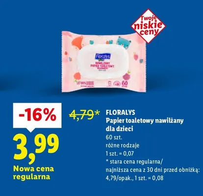 Papier toaletowy nawilżany dla dzieci 60 szt. różne rodzaje promocja w Lidl