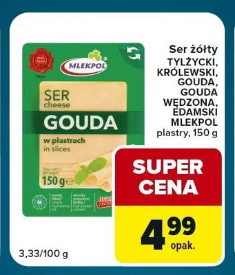 Ser żółty Edamski plastry Mlekpol promocja w Globi