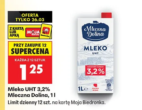 Mleko UHT 3,2% promocja w Biedronka