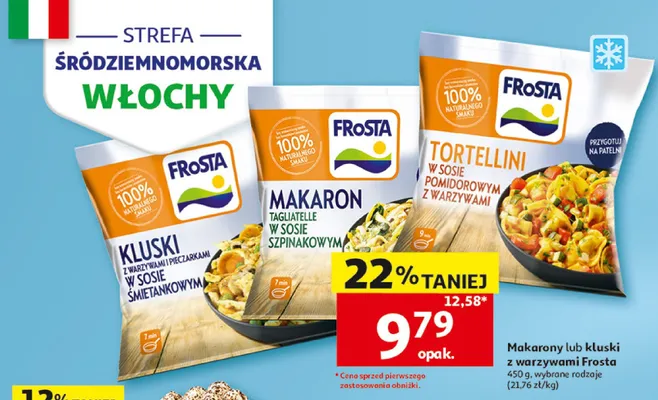 Makaron tagliatelle w sosie szpinakowym FroSTA promocja w Auchan