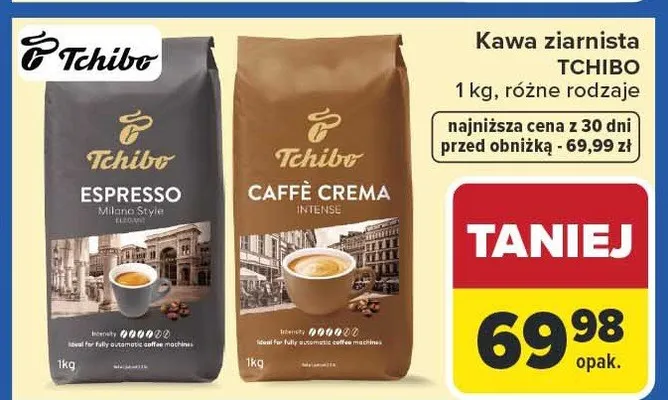 Kawa ziarnista Tchibo Caffè Crema Intenso promocja w Carrefour