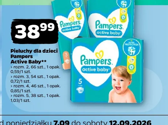 Pieluchy dla dzieci Pampers Active Baby rozm. 2 promocja w Netto