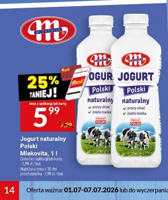 Jogurt naturalny Polski Mlekovita promocja w Twój Market