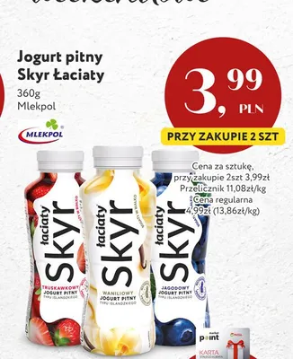 Jogurt pitny Skyr Łaciate jagodowy promocja w Market Point