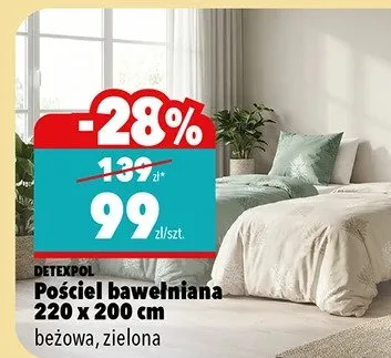 Pościel bawełniana 220 x 200cm beżowa, zielona promocja w Biedronka