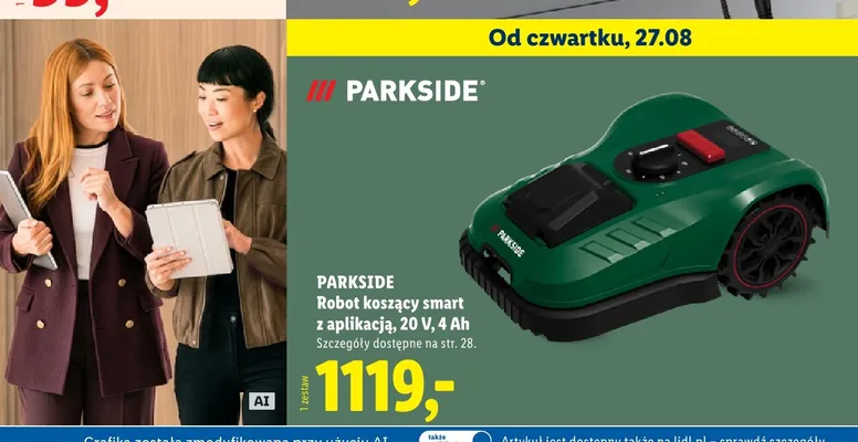 Robot koszący smart z aplikacją Parkside promocja w Lidl
