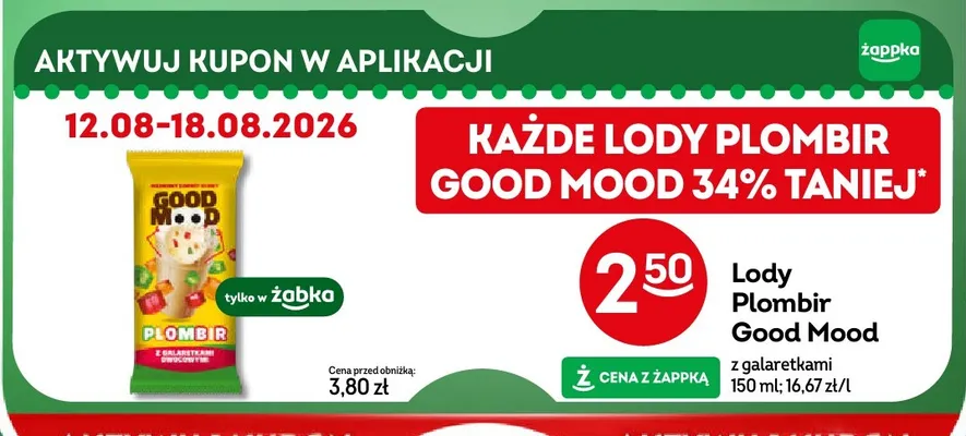 Lody Plombir Good Mood z galaretkami promocja w Żabka