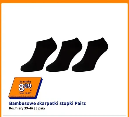 Bambusowe skarpetki stopki Pairz 3-pak promocja w Action