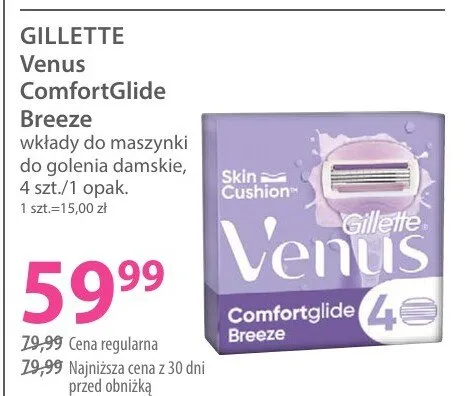 Wkłady do maszynki do golenia damskie ComfortGlide Breeze Venus promocja w Hebe