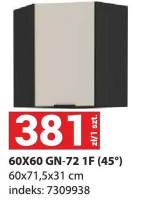 Szafka kuchenna 60X60 GN-72 1F (45°) promocja w Merkury Market