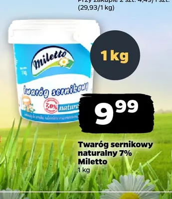 Twaróg sernikowy naturalny Miletto 7% promocja w Netto